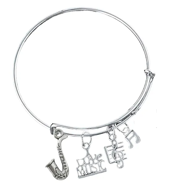 Saxophone Charm Bangle Bracelet