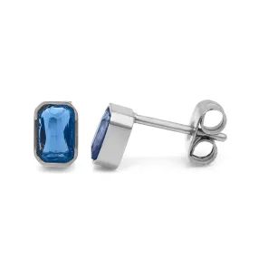 September Sapphire Birthstone Earrings - Silver