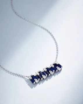 Shimmer Dark Blue Sapphire Bar Pendant