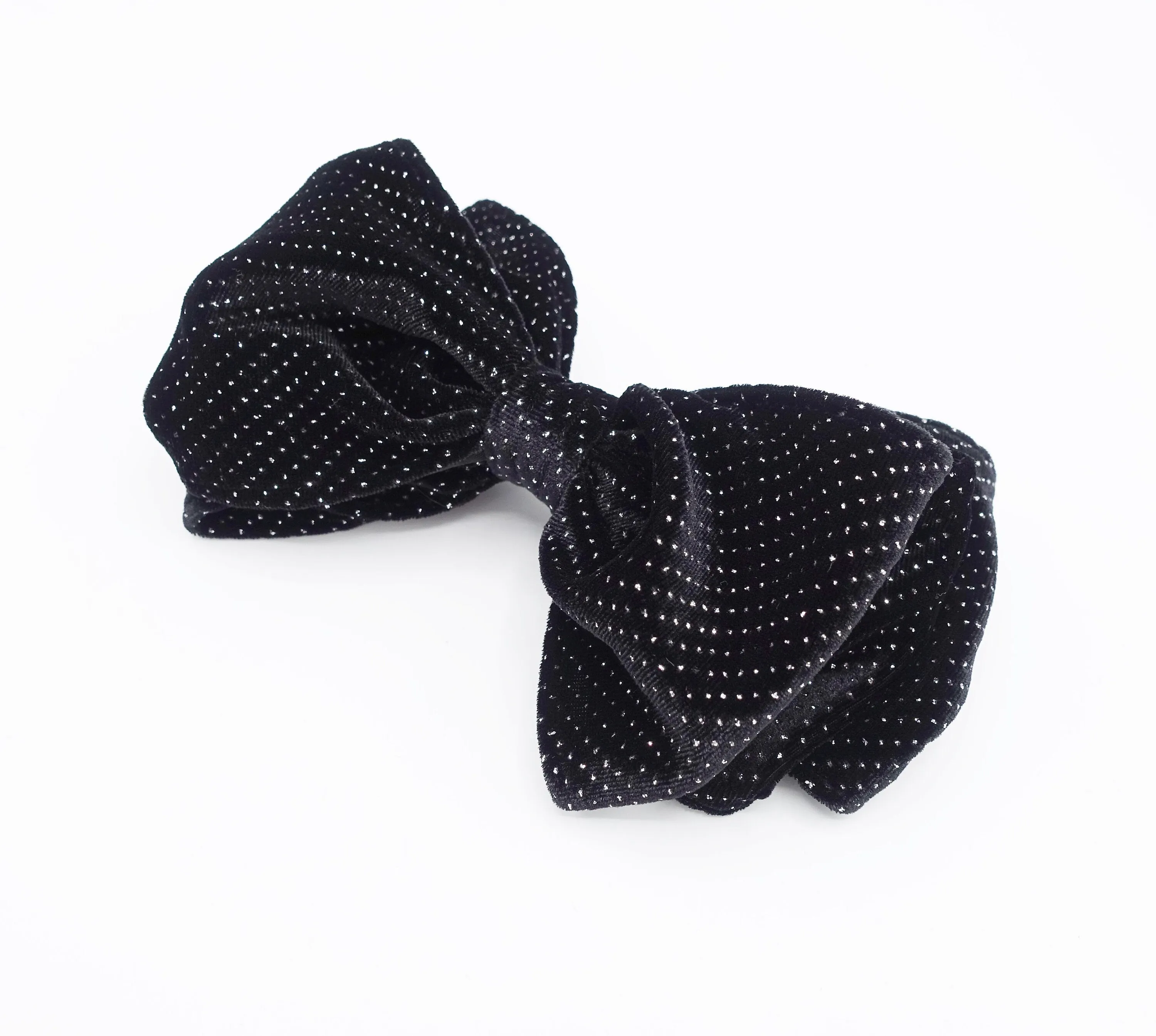 shimmer velvet hair bow double layered bling hair accessory for women