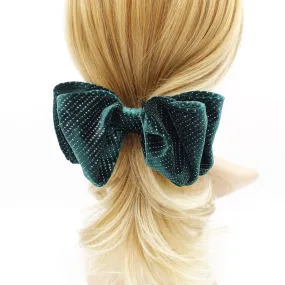 shimmer velvet hair bow double layered bling hair accessory for women