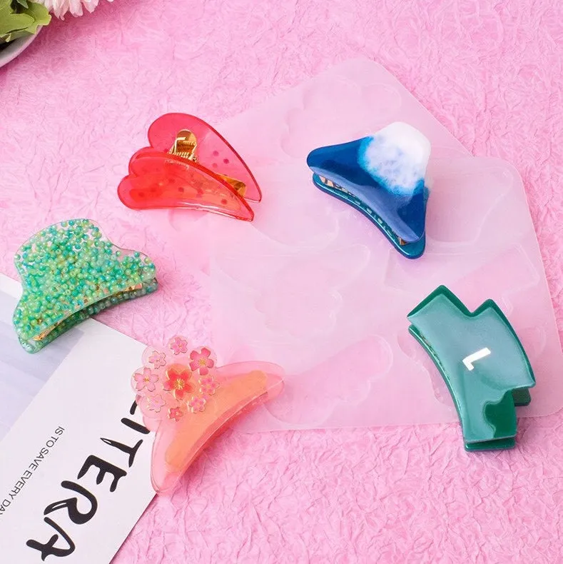 Silicone Hair Clips Mold For Hair Barrette UV Epoxy Resin Molds for Kid Crafting Teardrop Resin Molds Hair Clip Supplies For Women Girl Mold