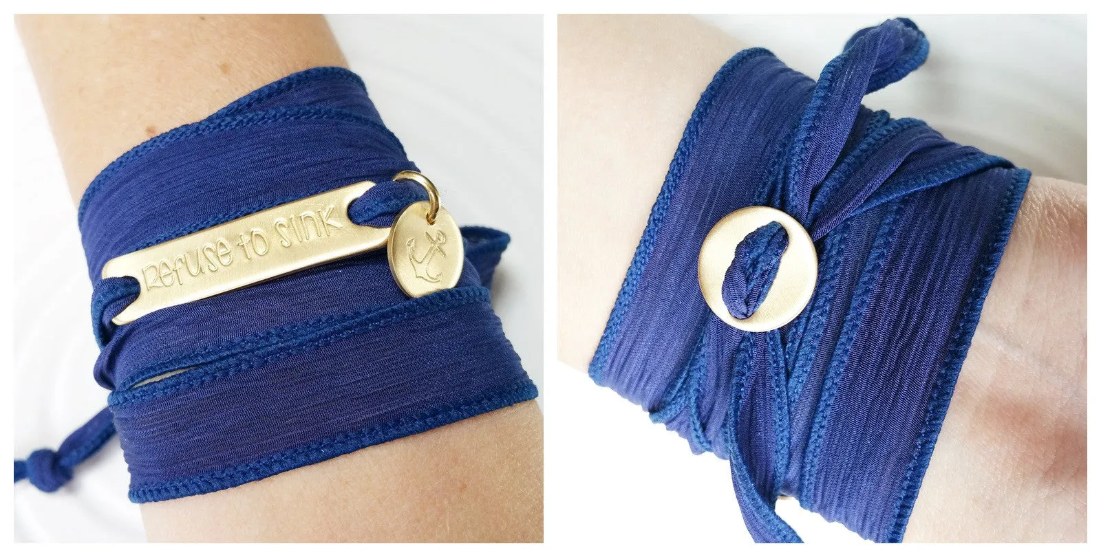 Silk Ribbon Wrap Bracelet | Exclusive Slide Clasp | Refuse to Sink