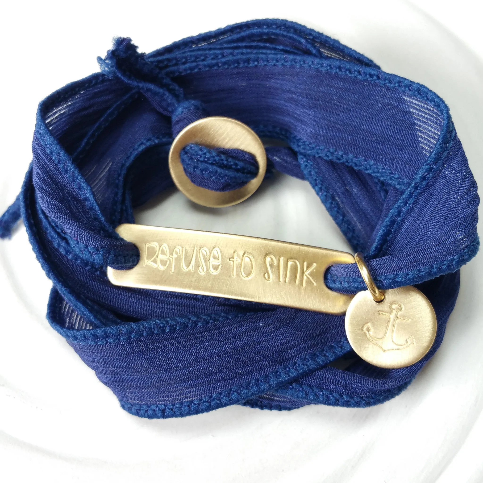 Silk Ribbon Wrap Bracelet | Exclusive Slide Clasp | Refuse to Sink