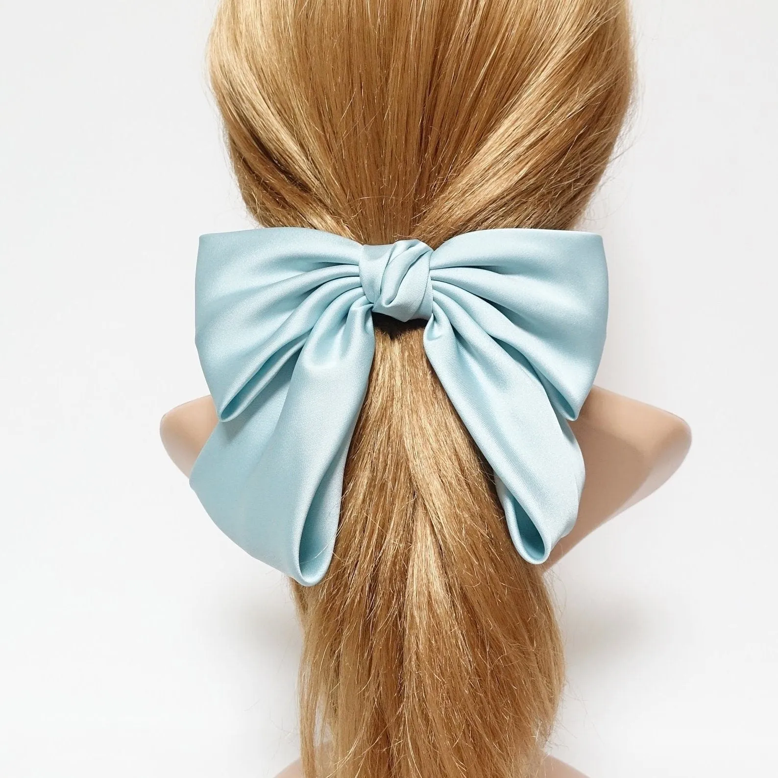 silk satin big K bow barrette glossy satin women hair accessory for women