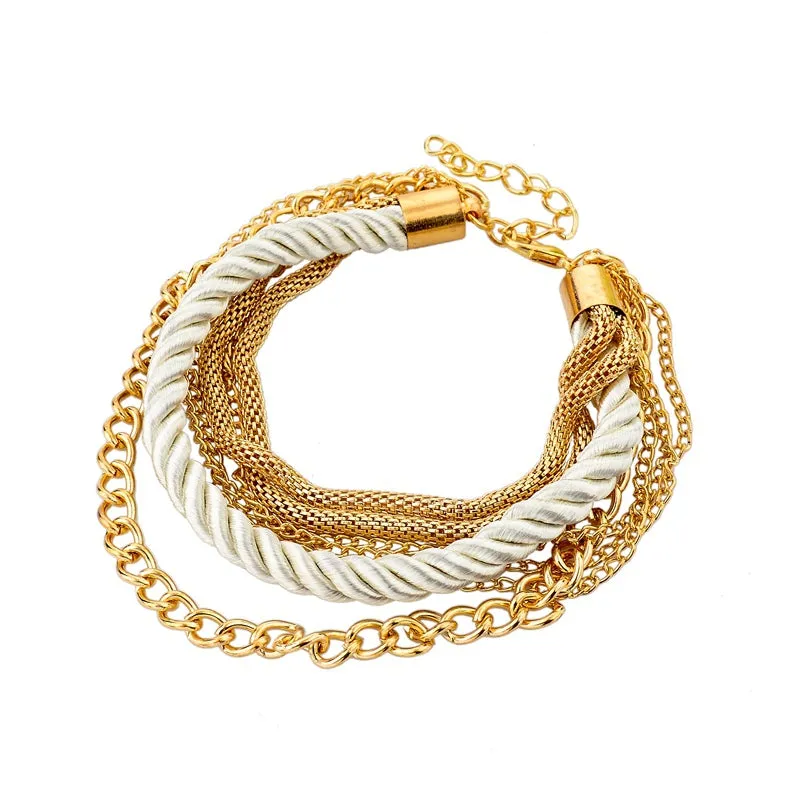 Silky Ropes and Chains Bracelet in Ivory for Woman