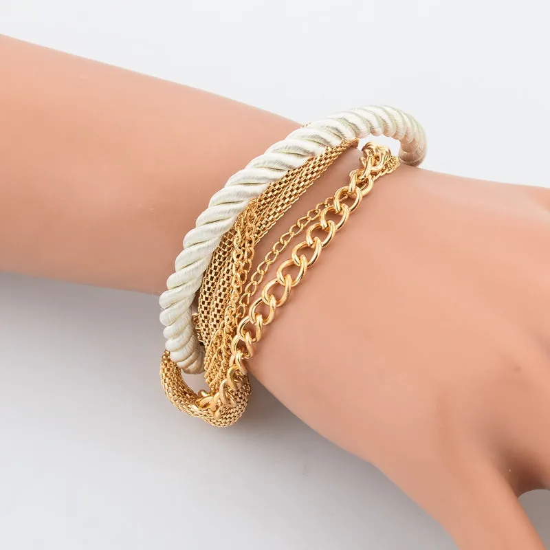 Silky Ropes and Chains Bracelet in Ivory for Woman