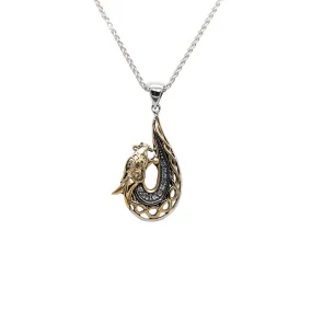 Silver and 10k Gold Dragon Pendant Small