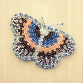 Silver and Blue Butterfly Beaded Barrette