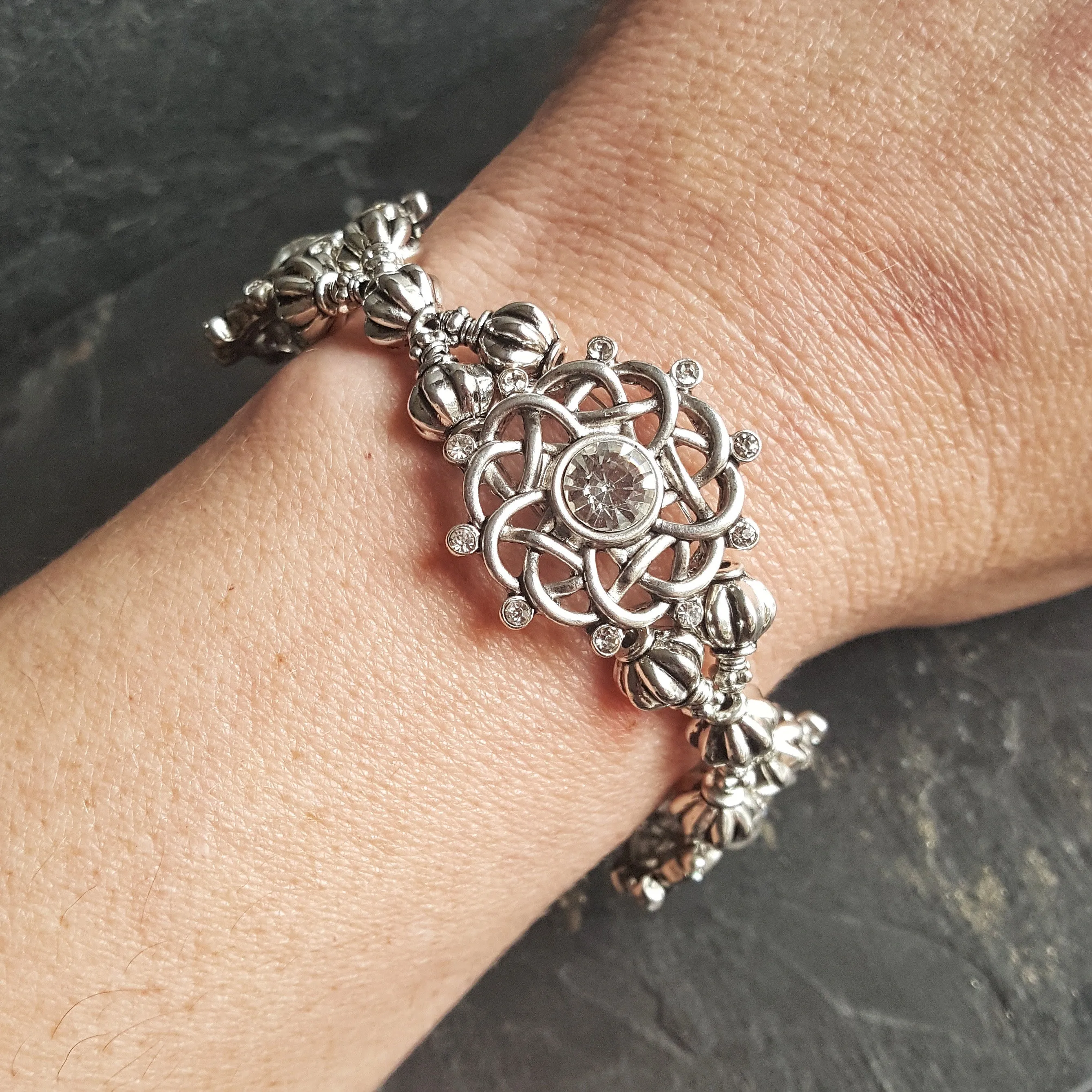 Silver Celtic Knot Cocktail Bracelet Fantasy Jewelry