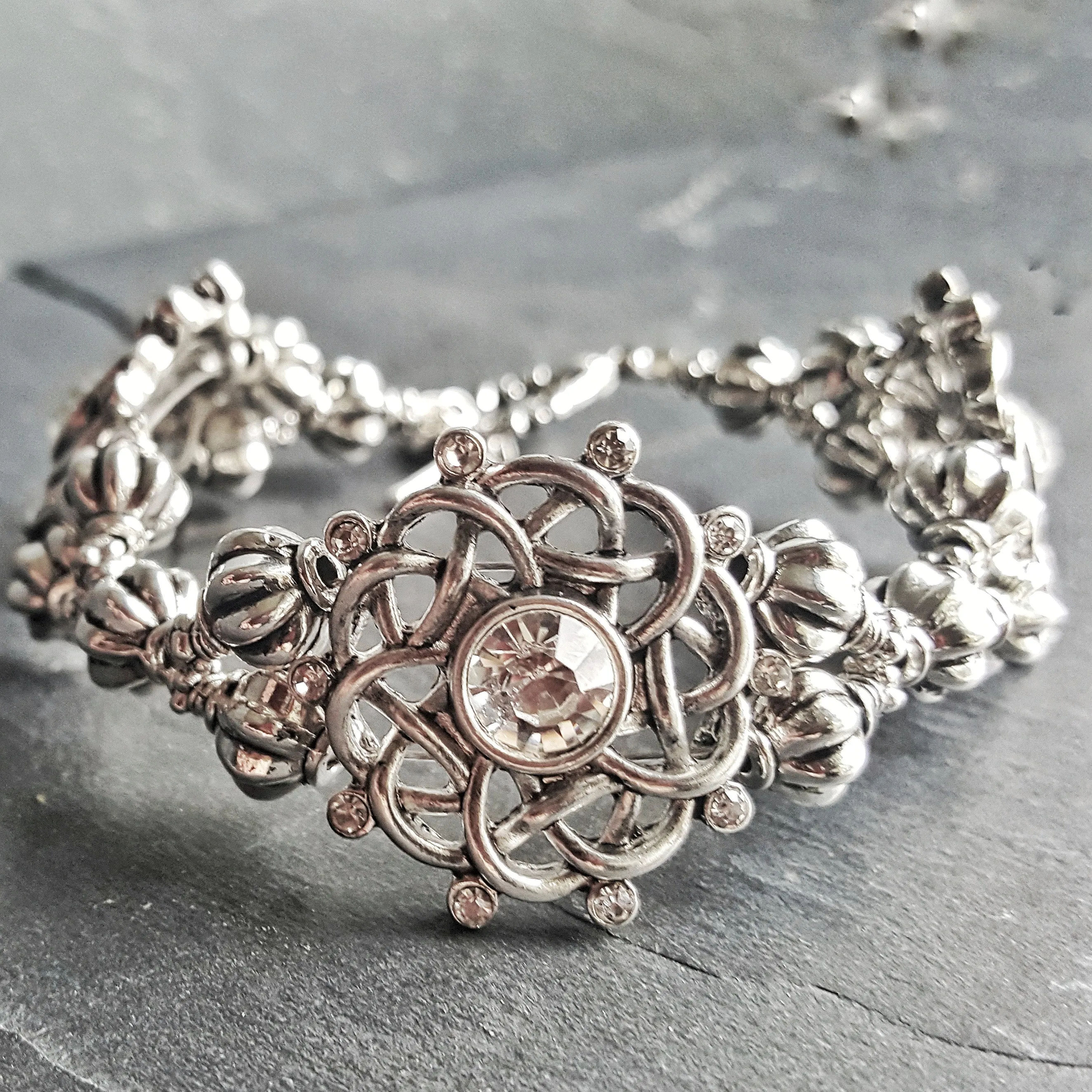 Silver Celtic Knot Cocktail Bracelet Fantasy Jewelry