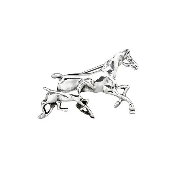 Silver Horses Brooch Pin