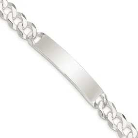 Silver Polished Curb Link ID 8.50 inch Bracelet