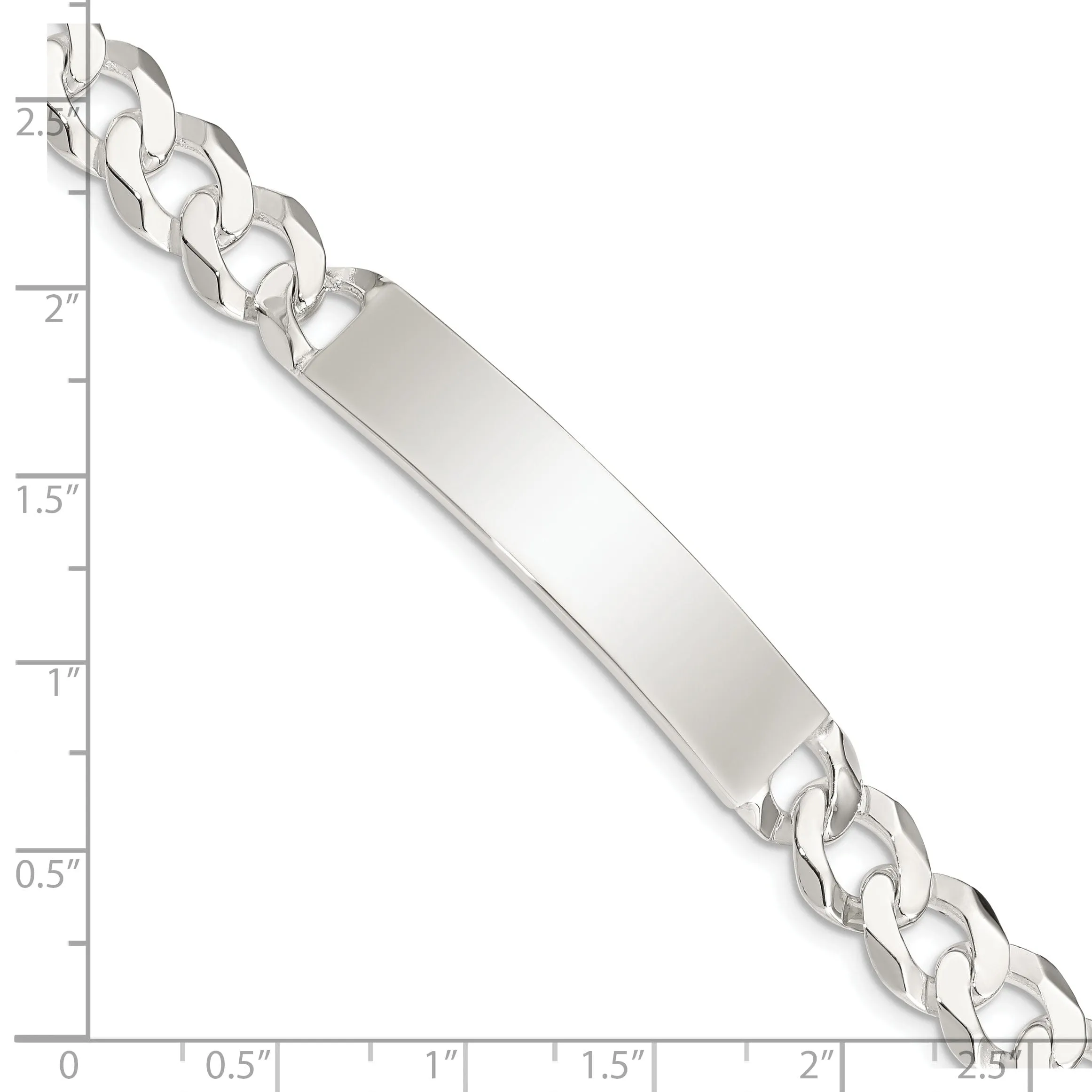 Silver Polished Curb Link ID 8.50 inch Bracelet