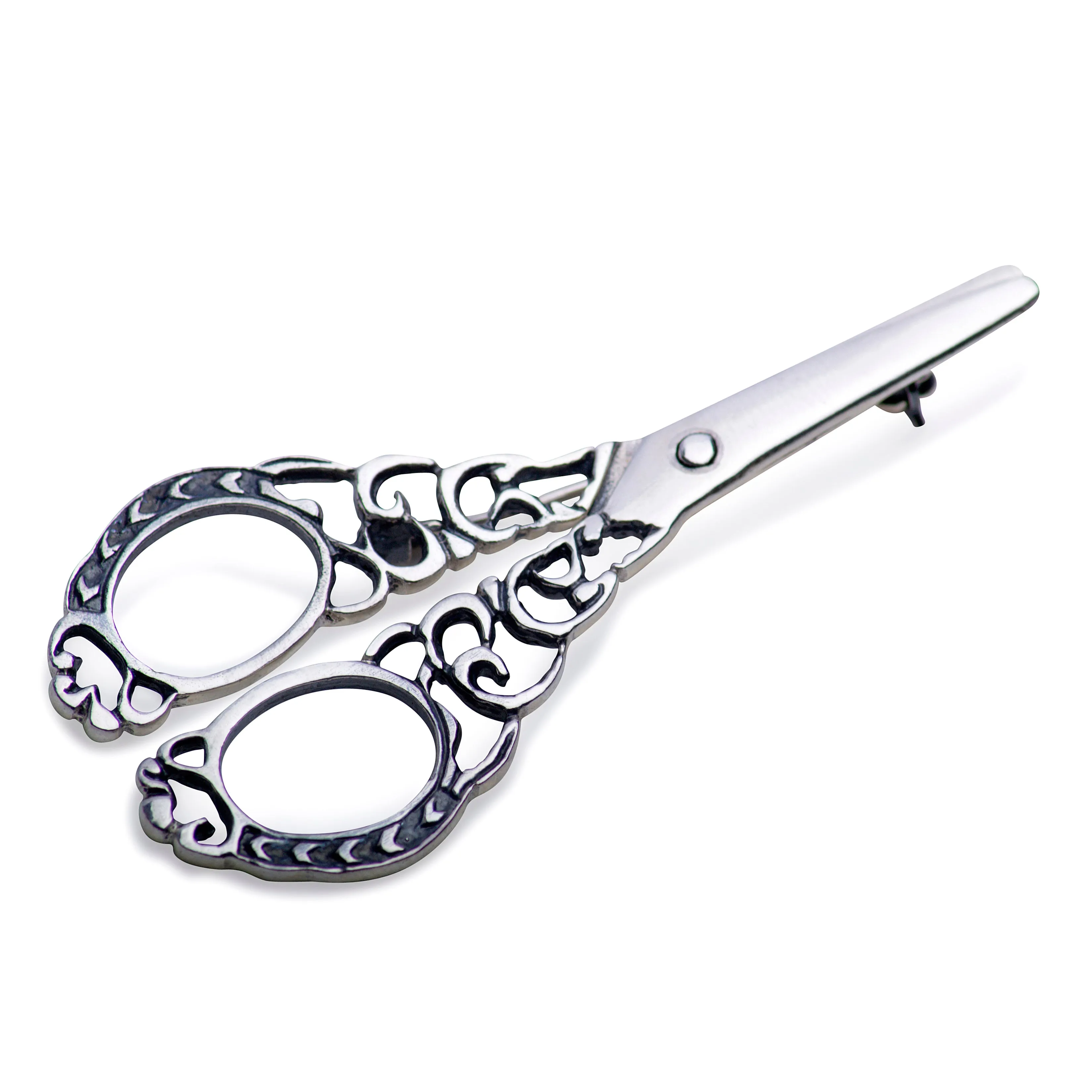 Silver Scissors Brooch Pin