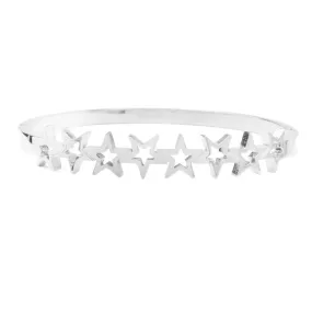 Silver Stainless Steel Star Bangle Bracelet