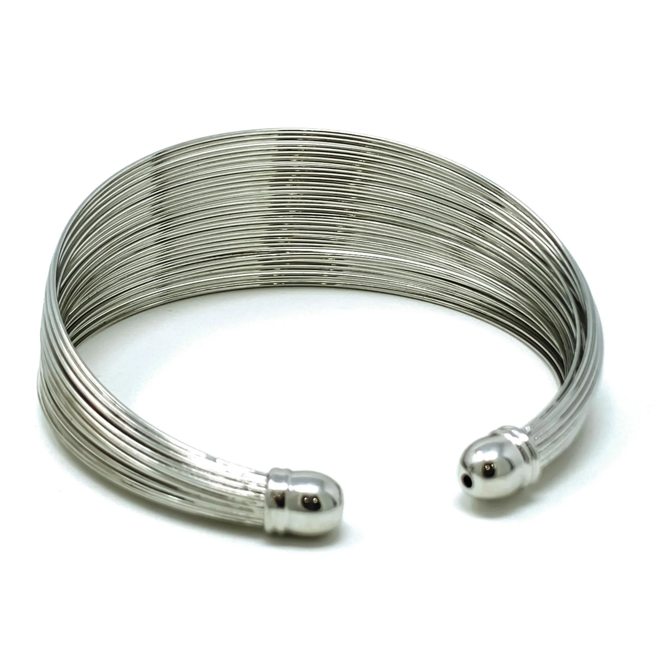 Silver Wire Cuff Bangle Bracelet