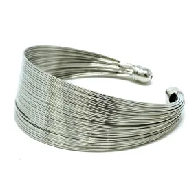 Silver Wire Cuff Bangle Bracelet