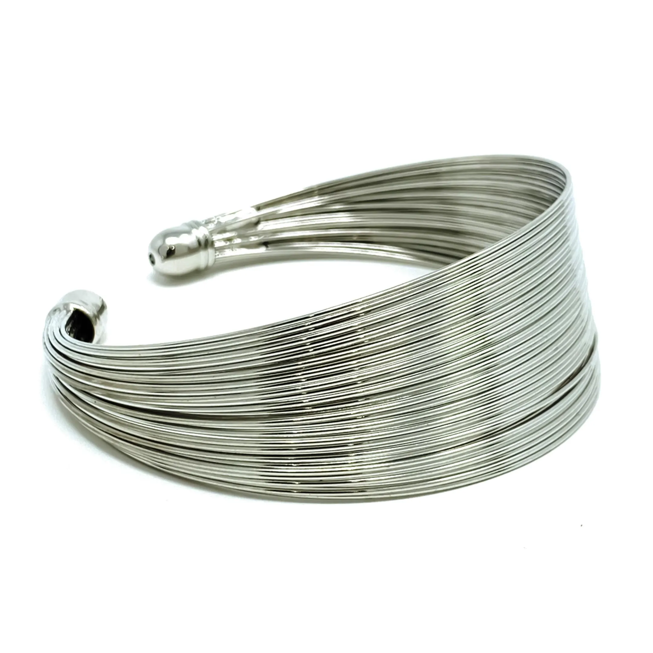 Silver Wire Cuff Bangle Bracelet