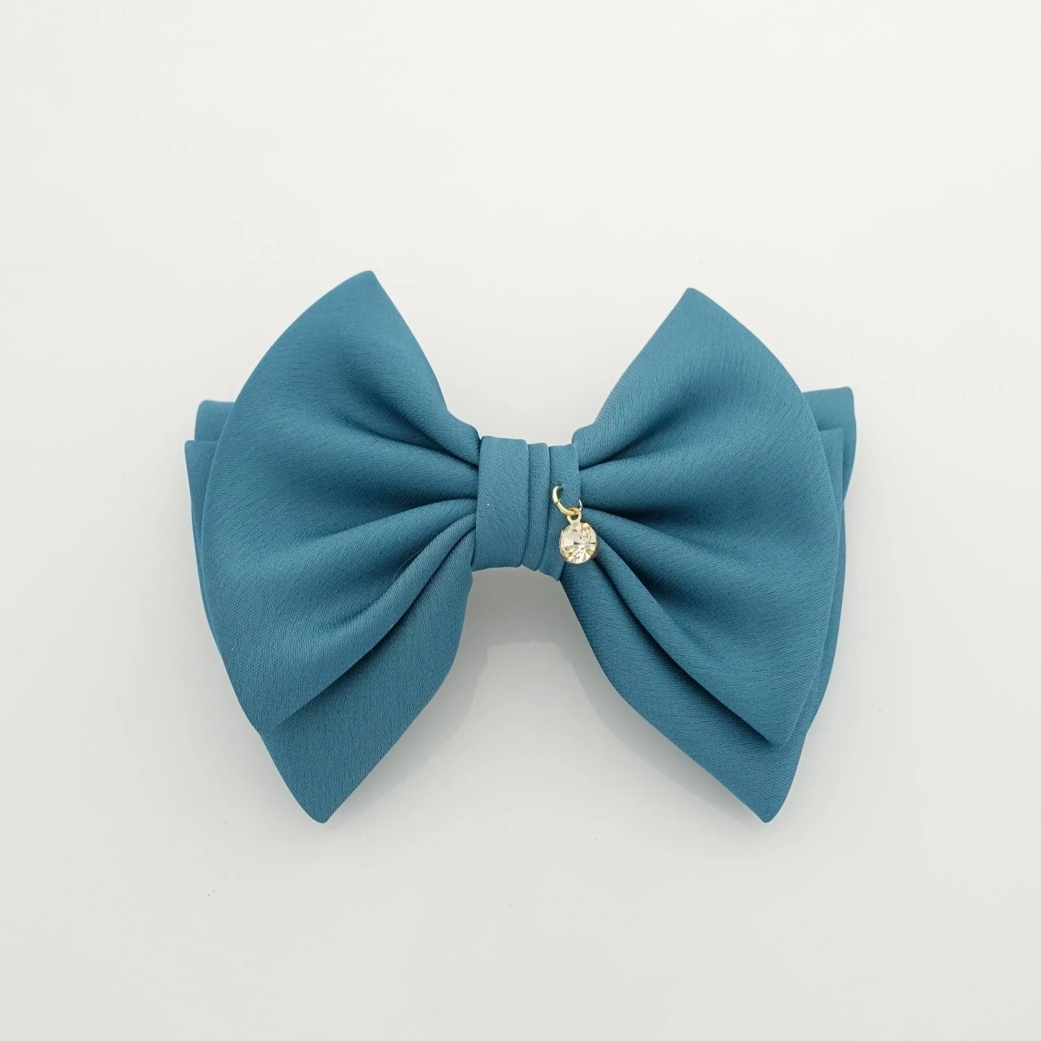 simple basic satin hair bow barrette glossy women hair pleat bow french clip