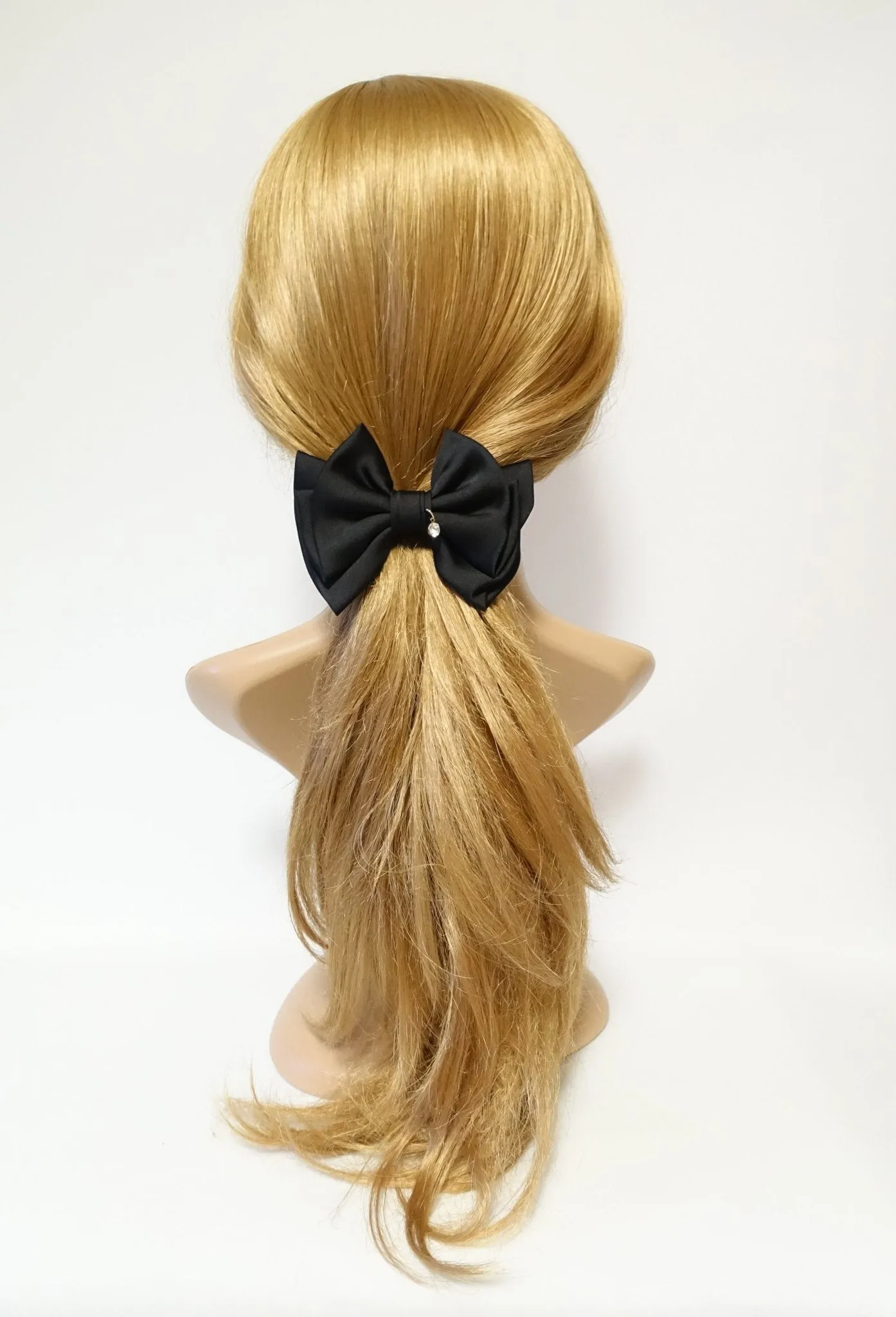 simple basic satin hair bow barrette glossy women hair pleat bow french clip