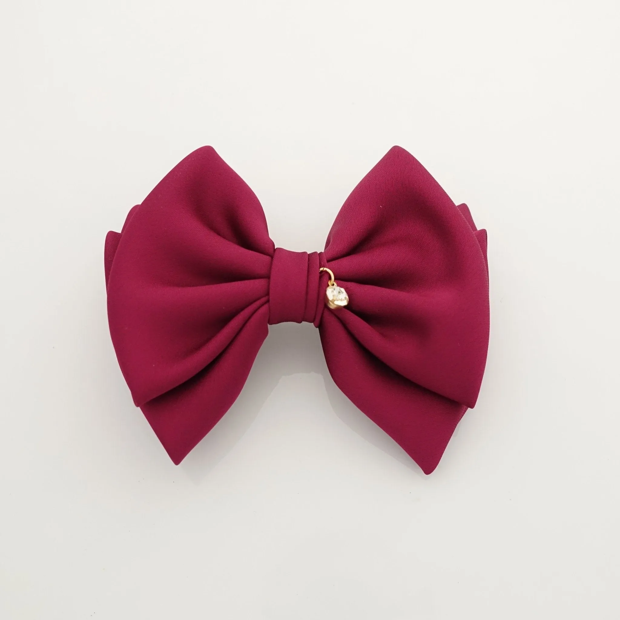 simple basic satin hair bow barrette glossy women hair pleat bow french clip