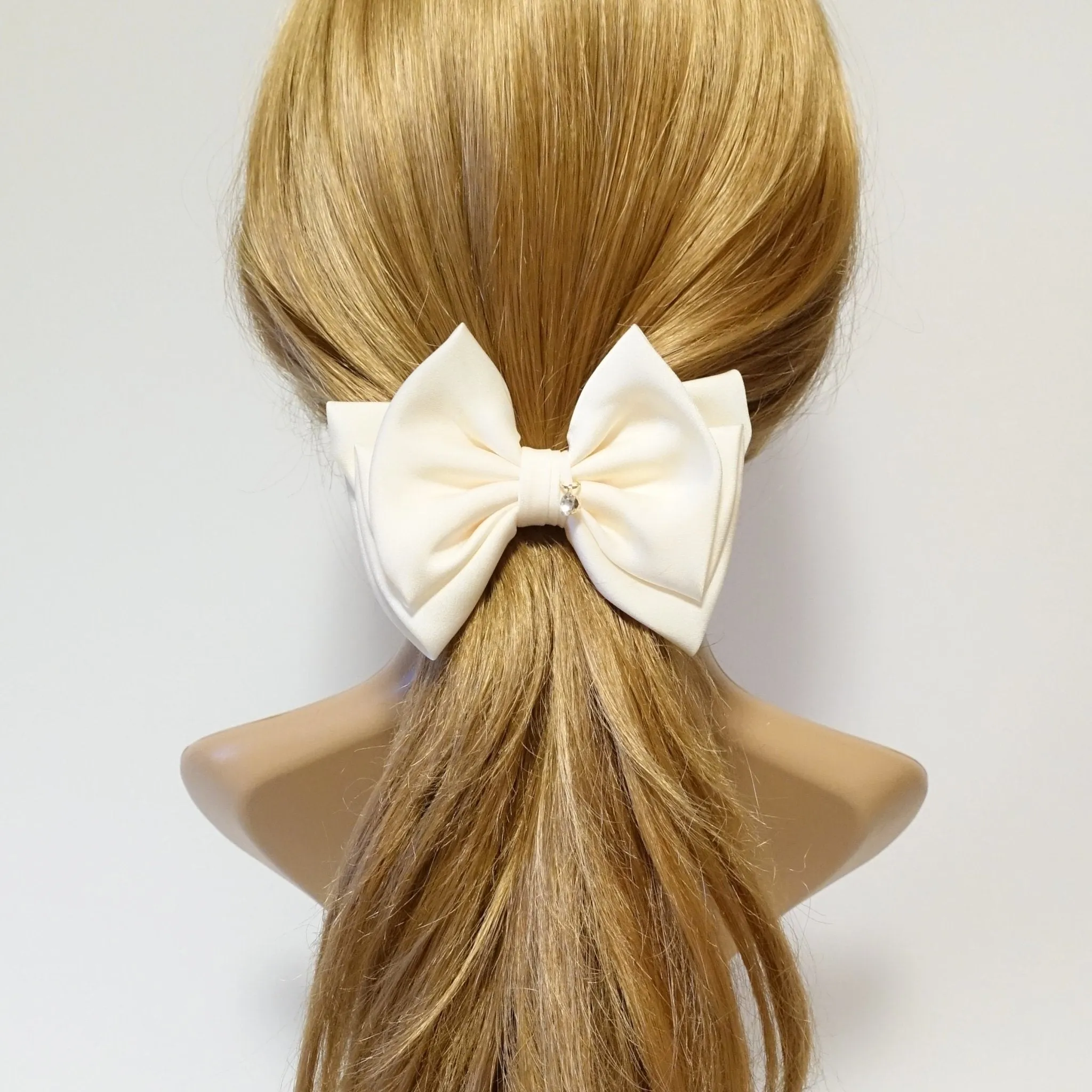 simple basic satin hair bow barrette glossy women hair pleat bow french clip