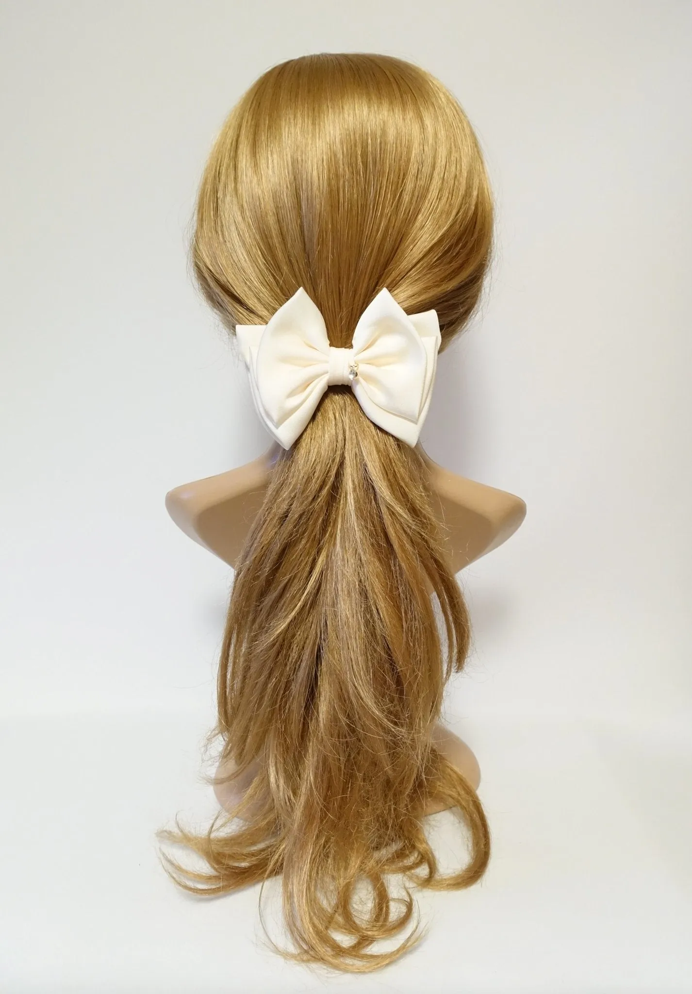 simple basic satin hair bow barrette glossy women hair pleat bow french clip