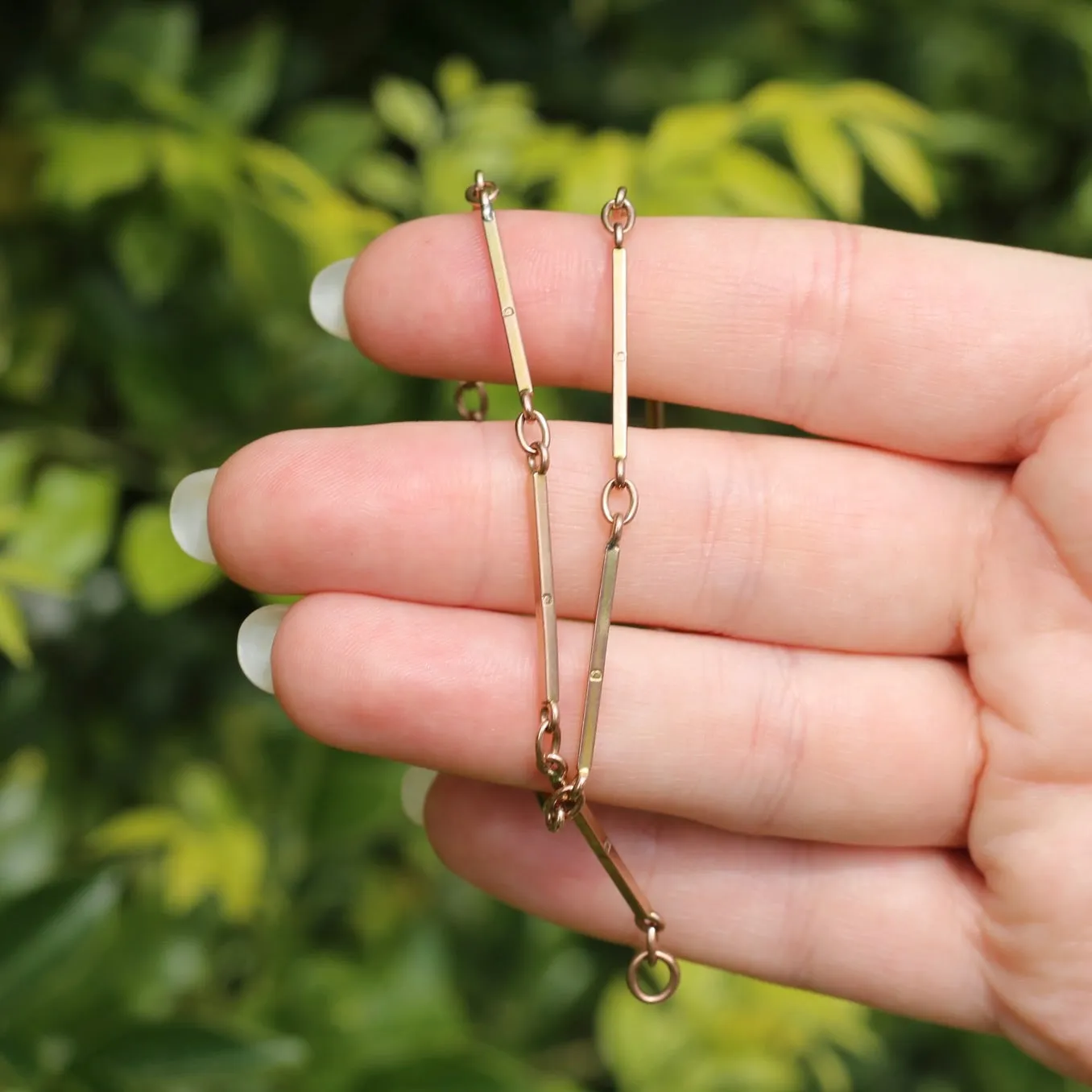 Single Watch Chain, Rectangular Links (all Hallmarked), 9ct Rosey Gold, 12inches/ 30.5cm 7.27g