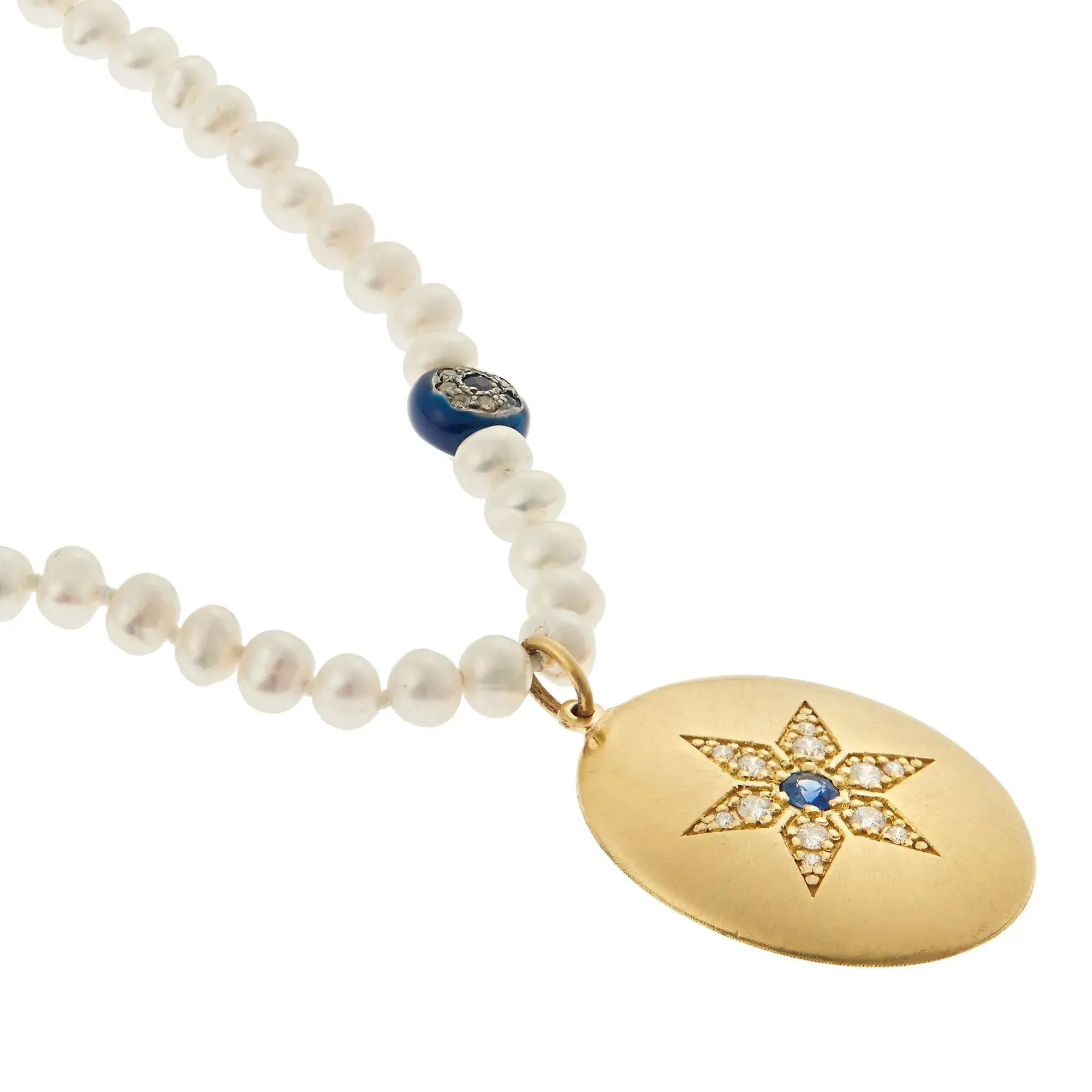 Six Point Star Pearl Necklace (40cm)