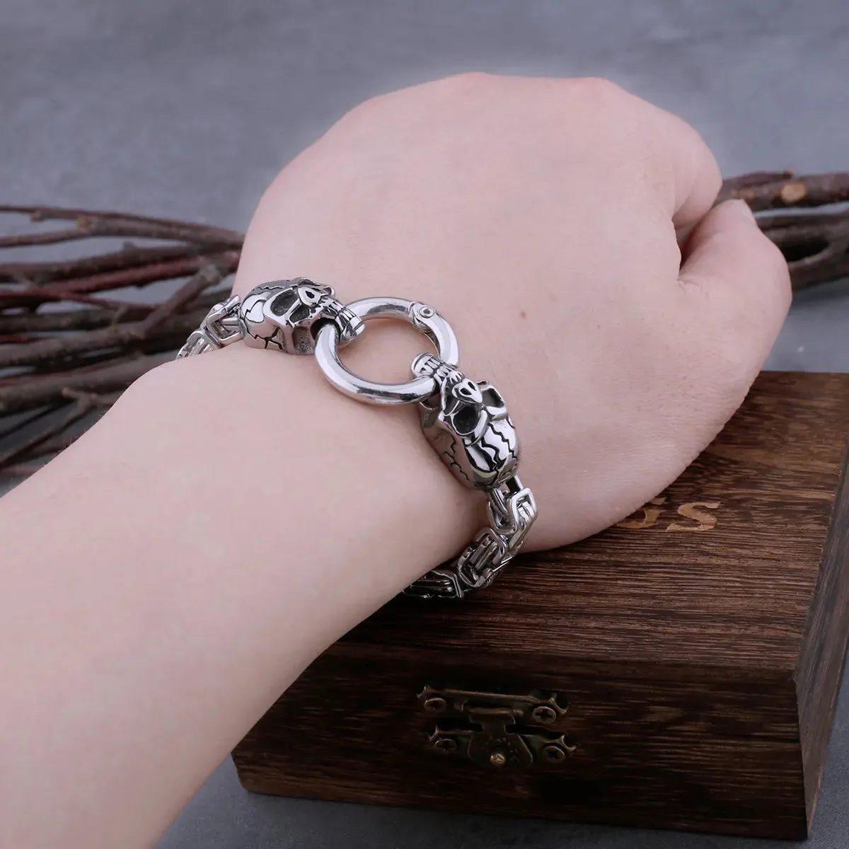 Skull Fashion Rock Hip Hop Wild Biker Viking Bracelet