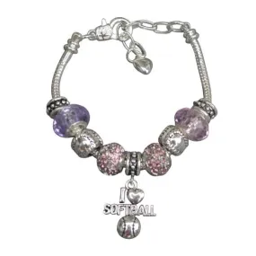 Softball Pandora Style Bracelet