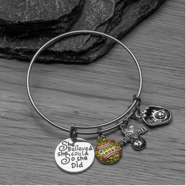 Softball She Believe She Could So She Did Charm Bracelet