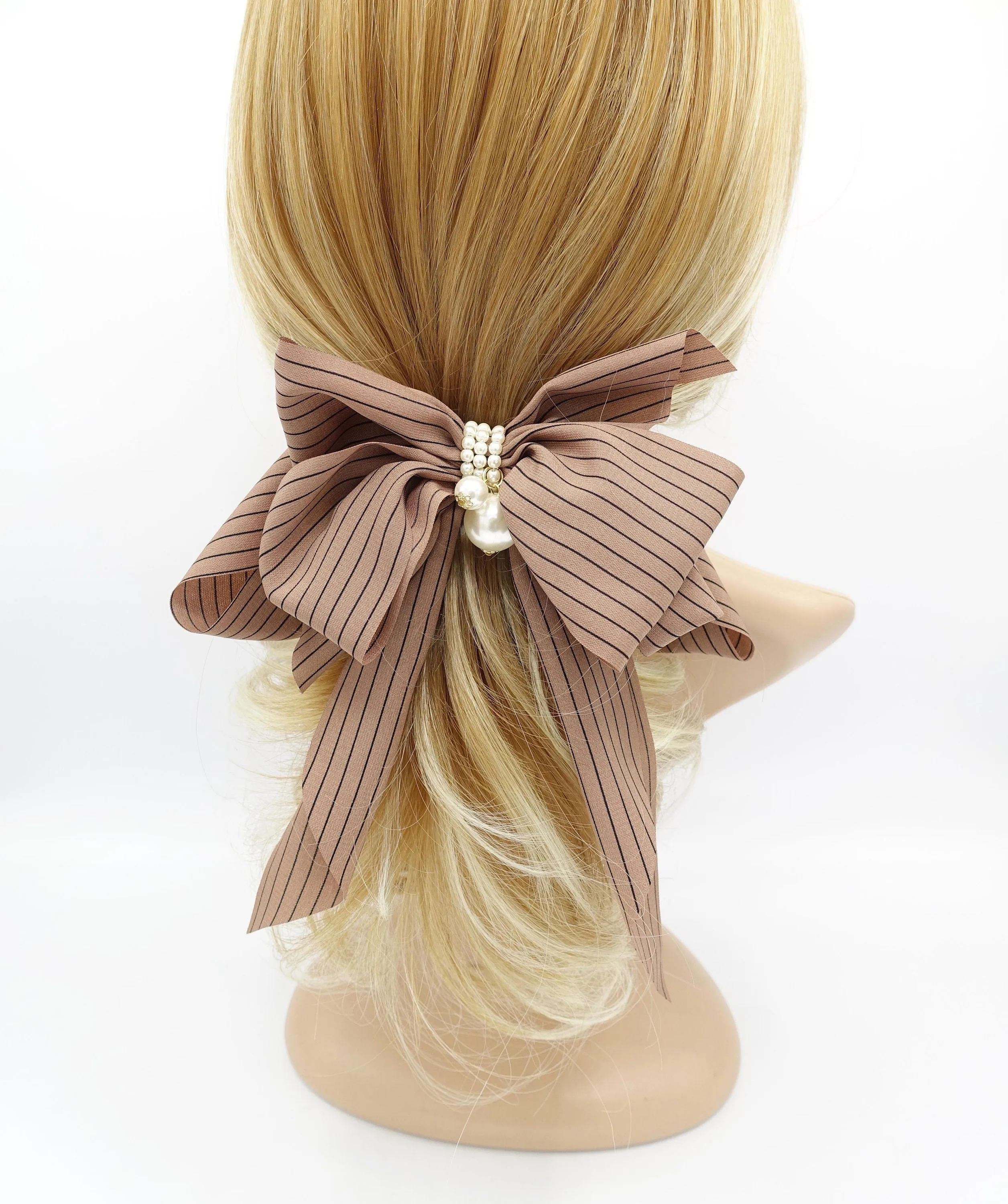 solid classic stripe hair bow long tail french barrette women hair accessory