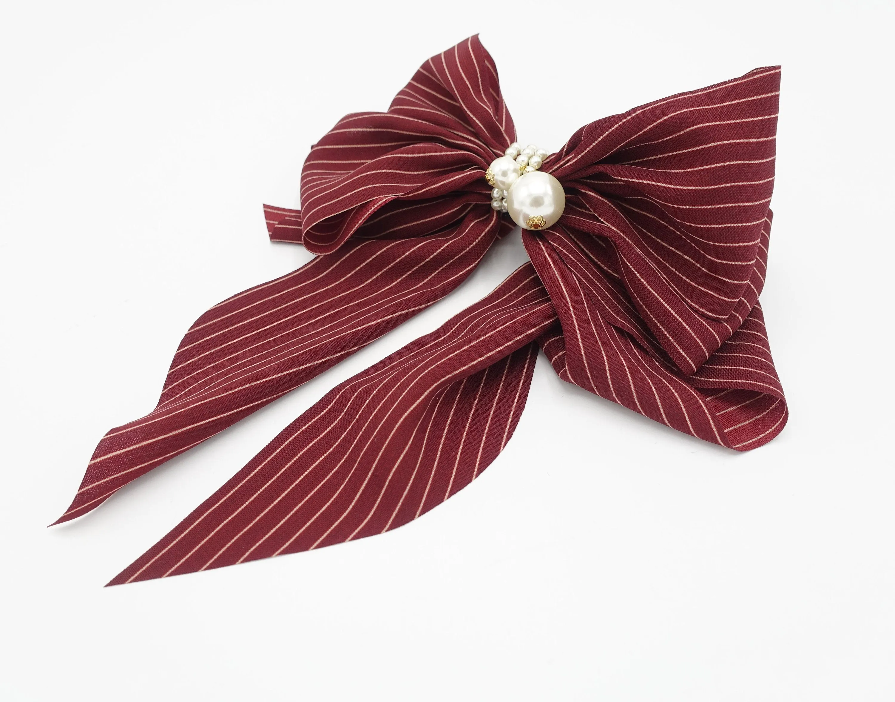 solid classic stripe hair bow long tail french barrette women hair accessory