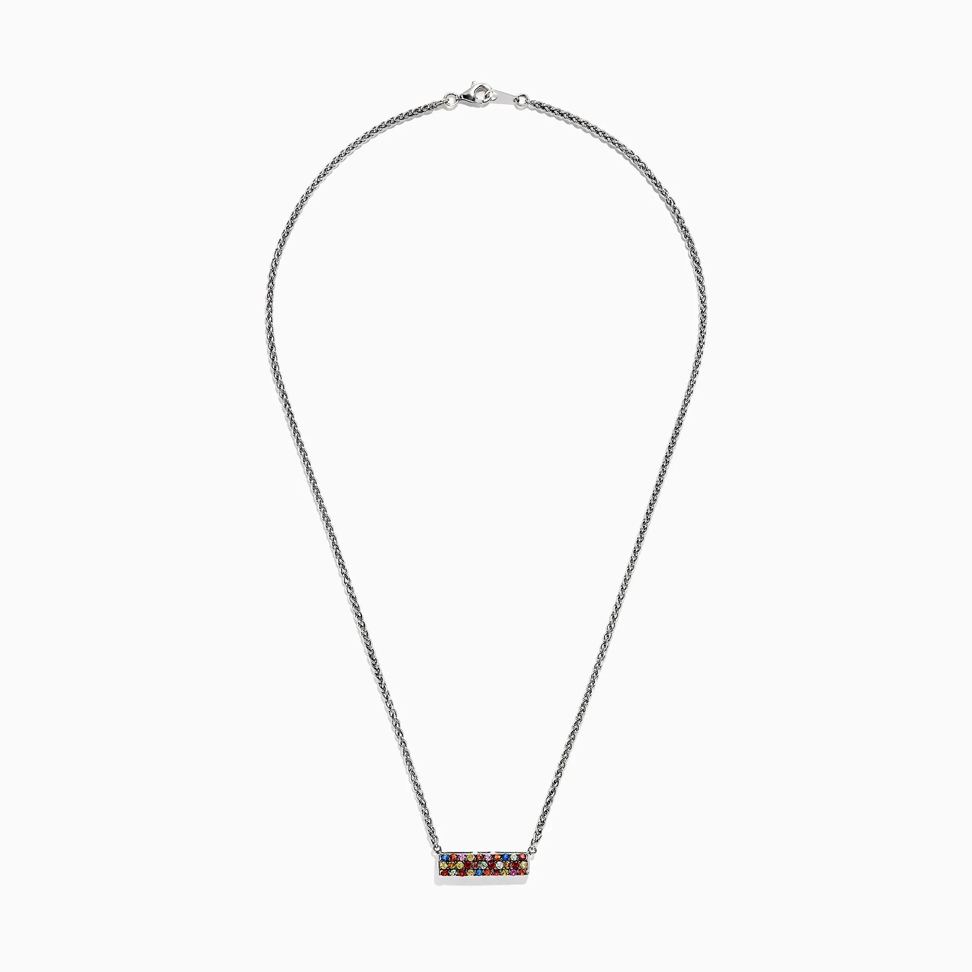 Splash Sterling Silver Multi Sapphire Necklace, 0.95 TCW