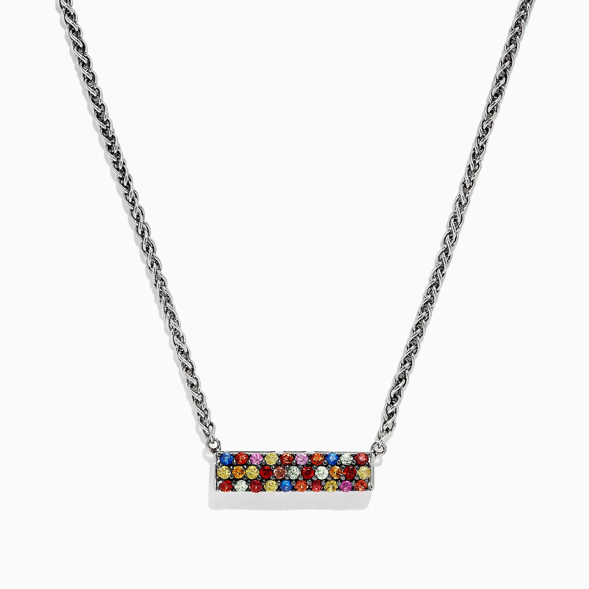 Splash Sterling Silver Multi Sapphire Necklace, 0.95 TCW