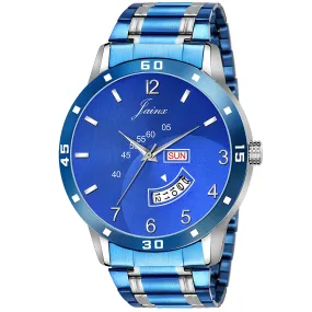 Sports Day & Date Function Blue Chain Analog Watch - For Men JM1171