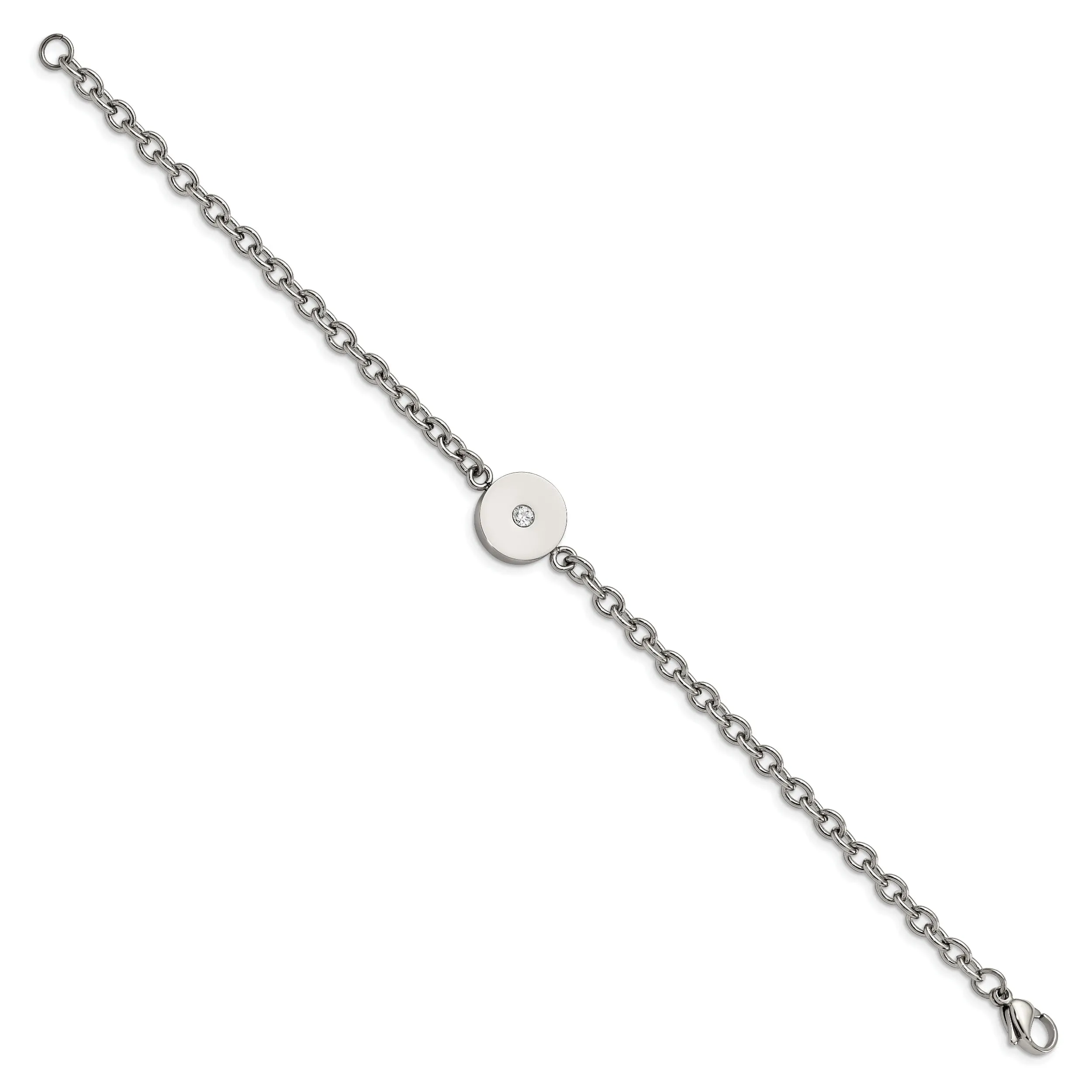 Stainless Steel Polished Crystal Bracelet