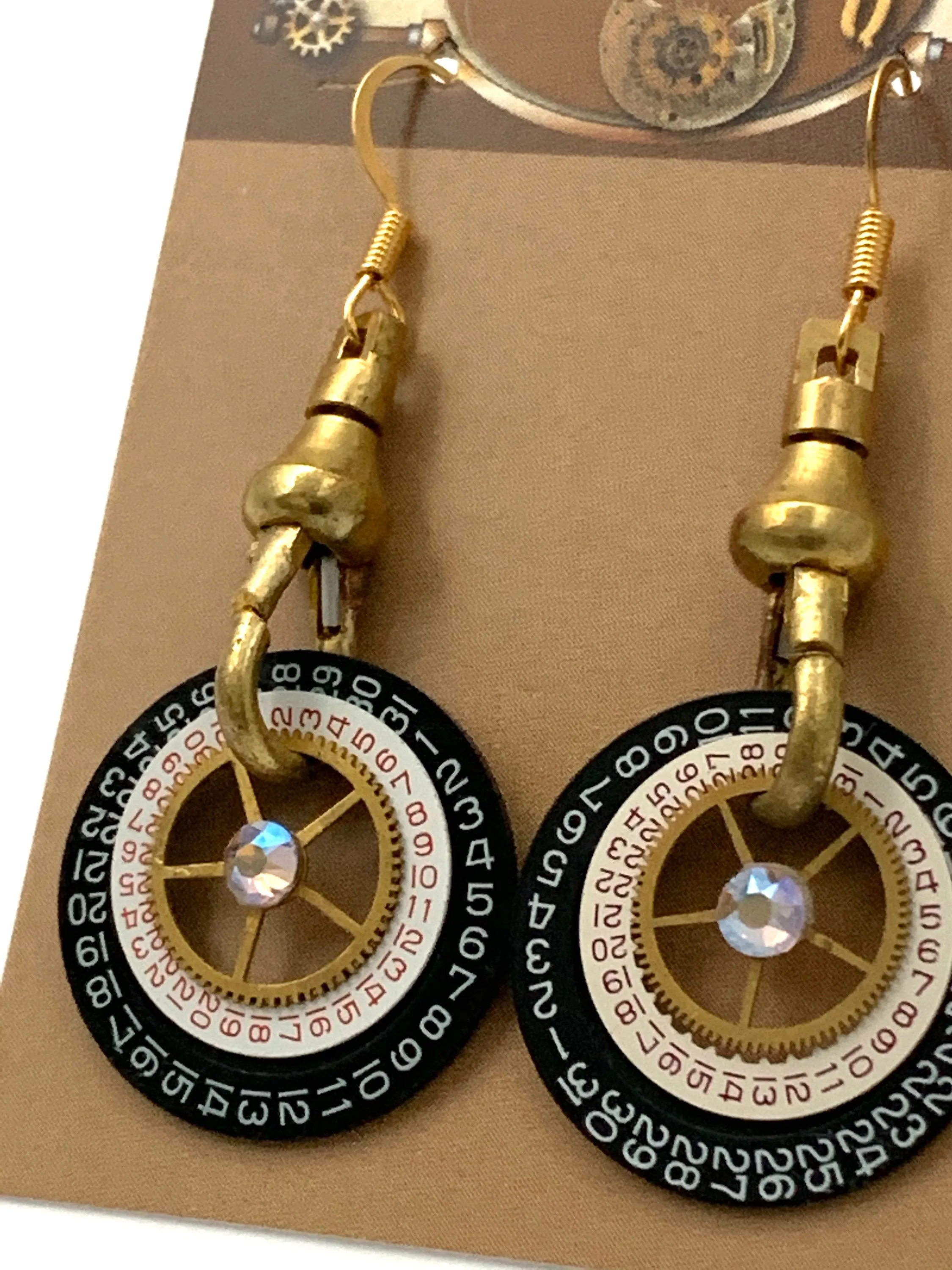 Steampunk drop earrings Gold pocket watch fobs Dangel Earrings Steampunk Earrings - Womans earrings - For her