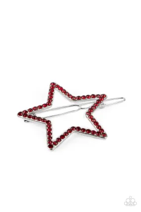 STELLAR STANDOUT - RED RHINESTONE STAR HAIR CLIP  FINAL