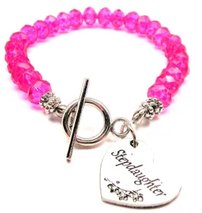 Stepdaughter Heart Crystal Beaded Toggle Style Bracelet