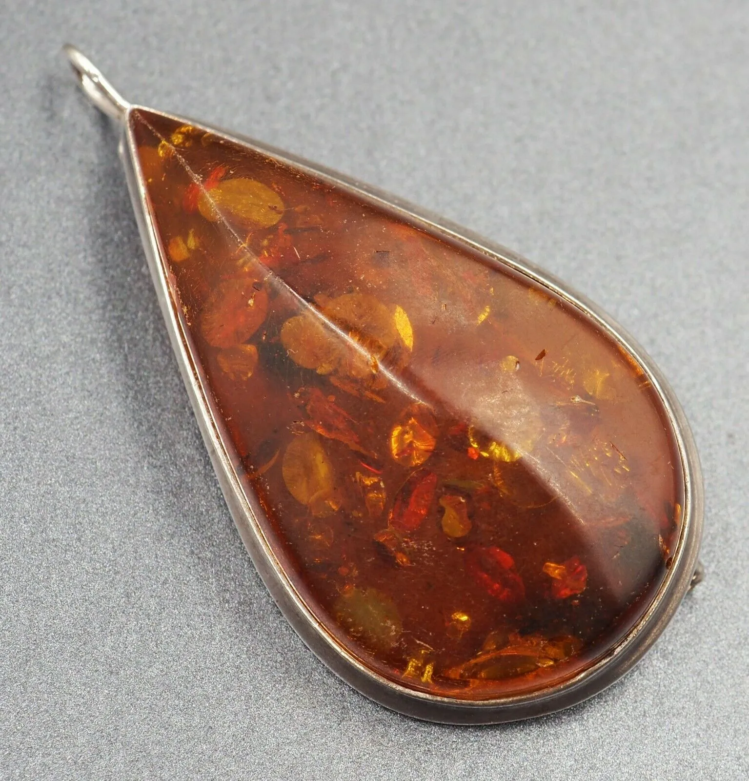 Sterling Silver Amber Pendant/Brooch