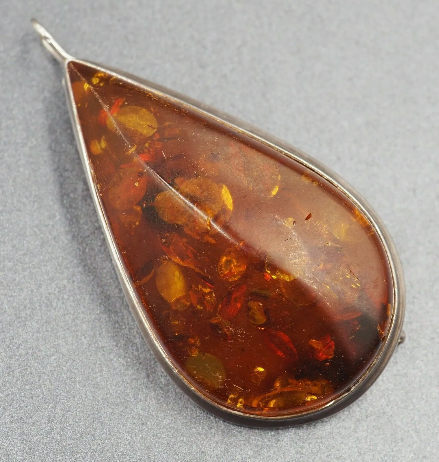 Sterling Silver Amber Pendant/Brooch