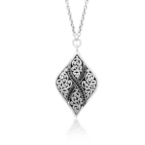 Sterling Silver Black Sapphire Pendant Necklace - XNU288-16BS5