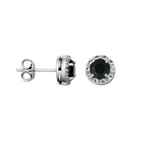 Sterling Silver Black Spinel and White Topaz Earrings