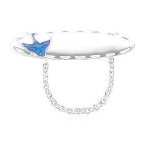 Sterling Silver Blue Bird Brooch Kids Pendant