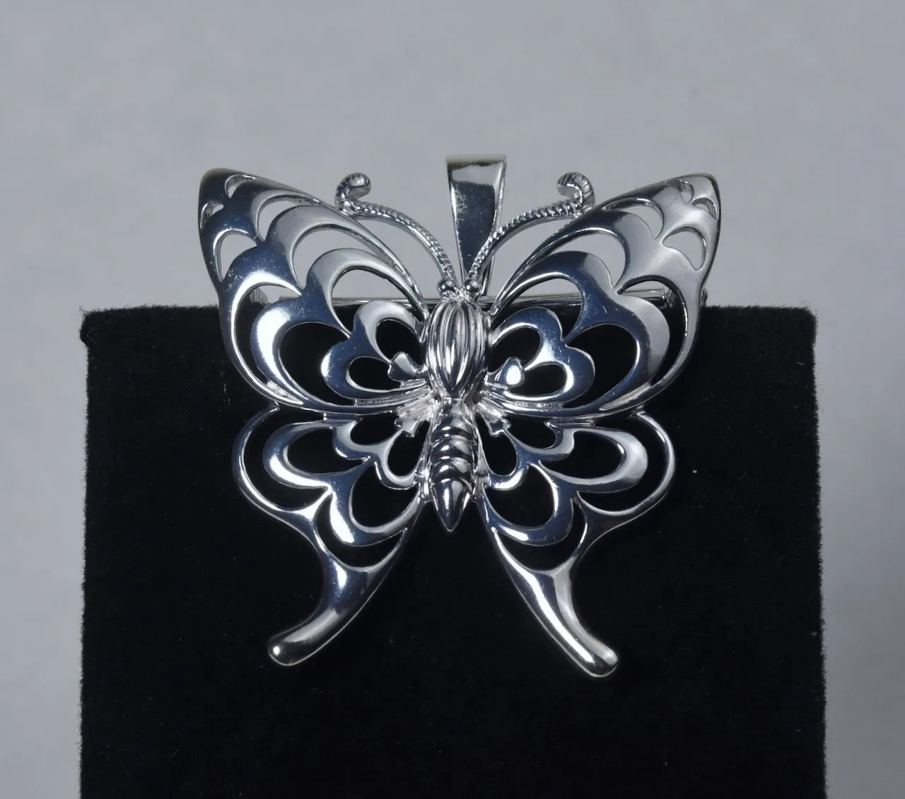 Sterling Silver Butterfly Brooch Pendant