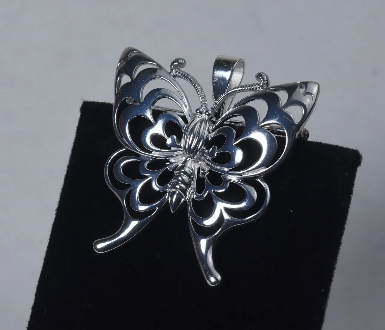 Sterling Silver Butterfly Brooch Pendant