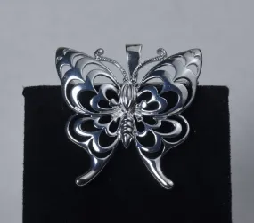 Sterling Silver Butterfly Brooch Pendant